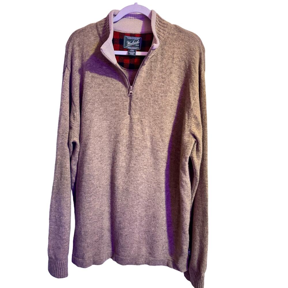 WOOLRICH 70% LAMBSWOOL TAN SWEATER WITH ZIPPER SZ XL